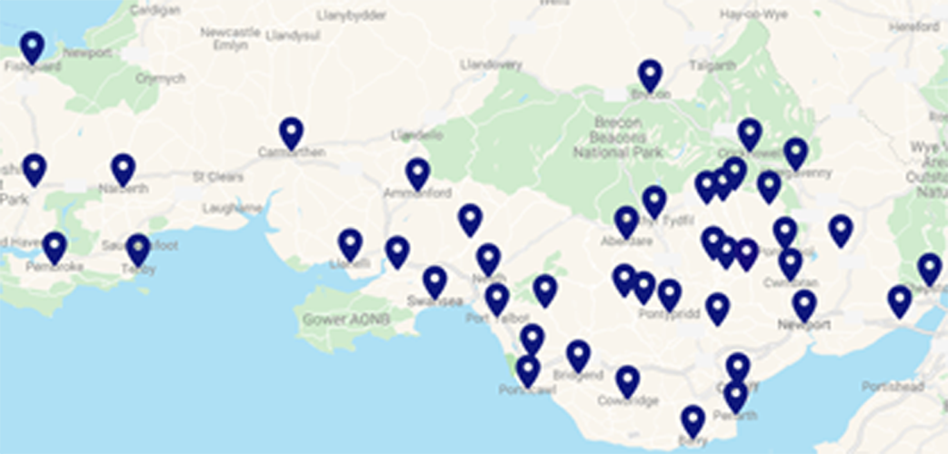 Map of Wales